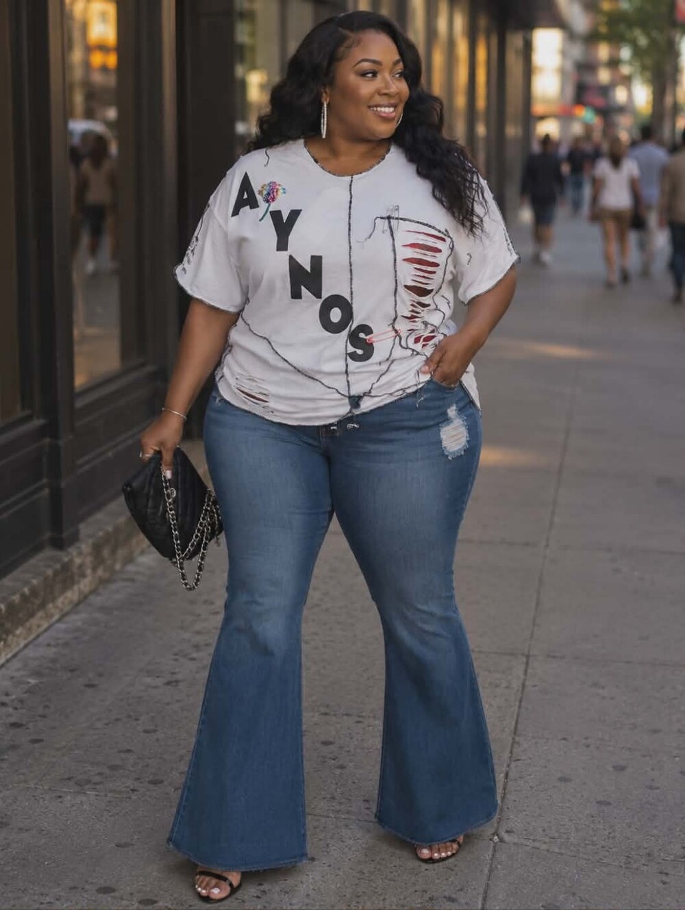 White Distressed Short Sleeve Tee